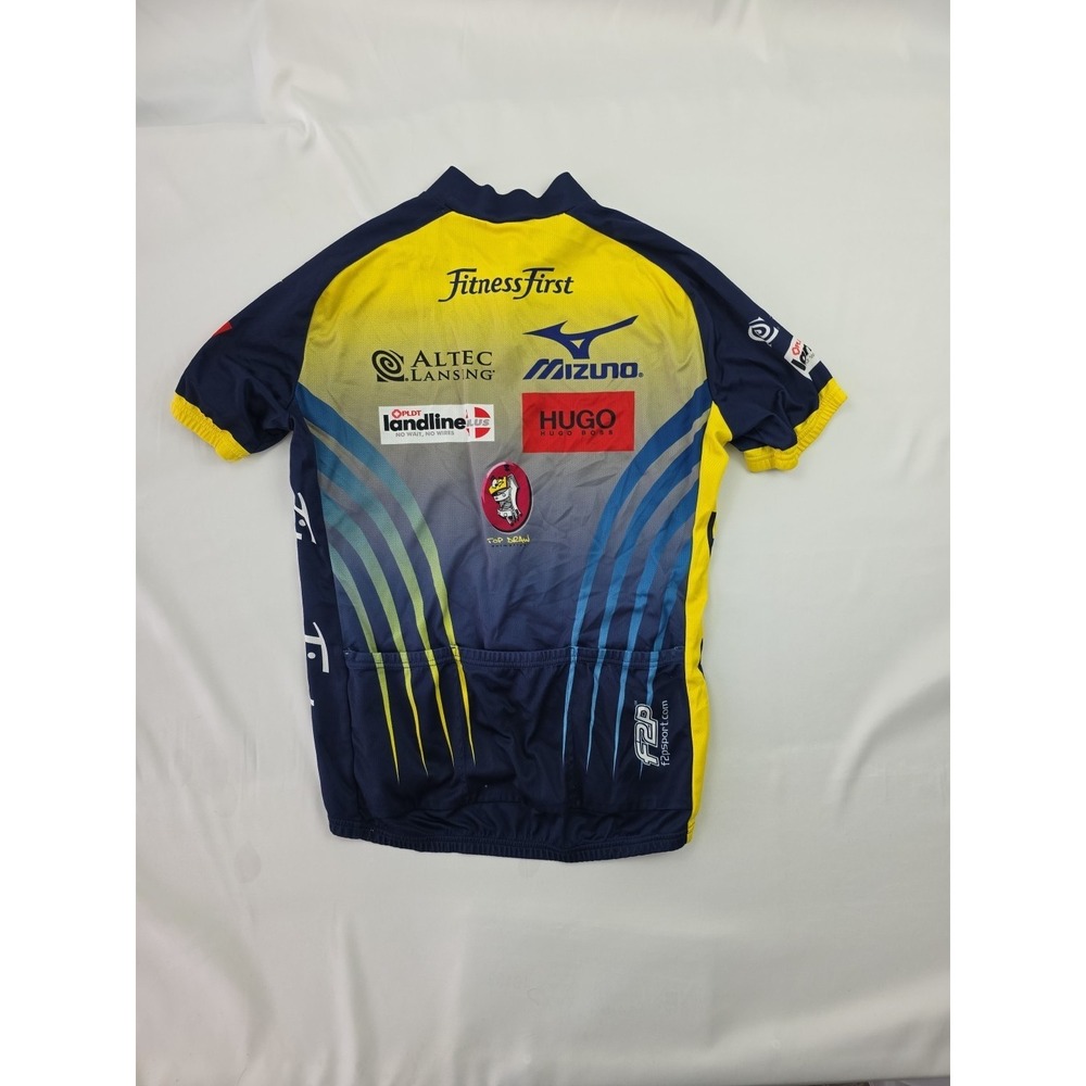 F2P Cycling Sponsored Jersey Large Blue Yellow Mizuno Fitness First - Picture 7 of 14